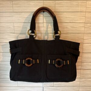 GAP Black Tote Bag with Brown Accents